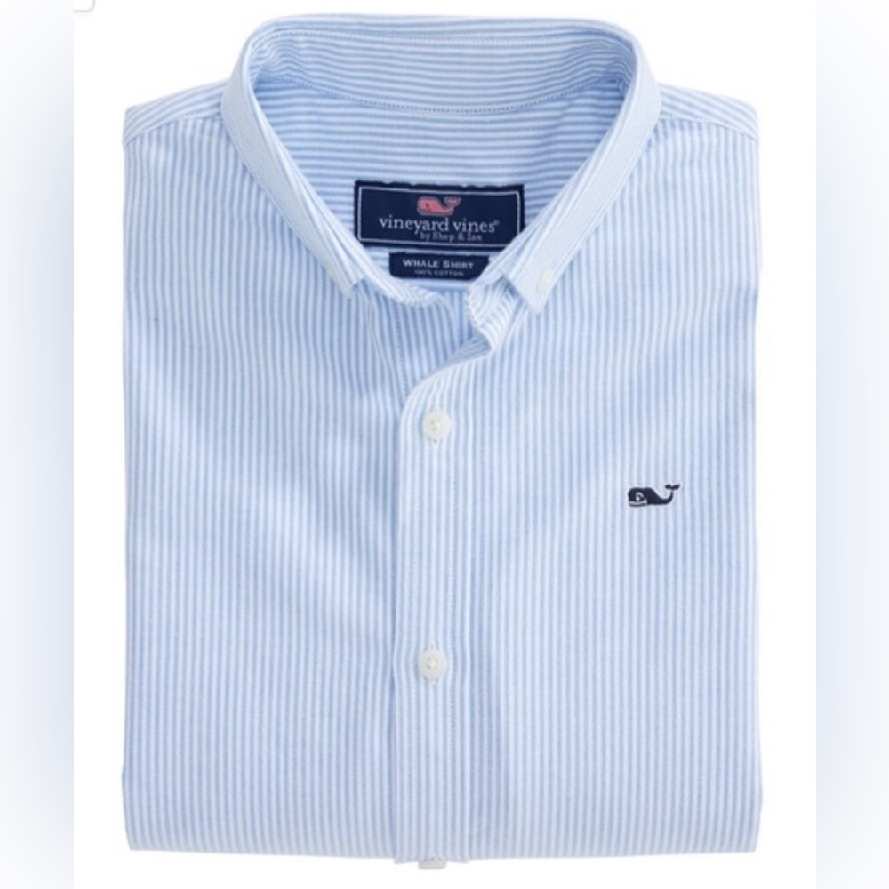 Vineyard Vines Kids Light Blue Pinstripe Oxford Shirt